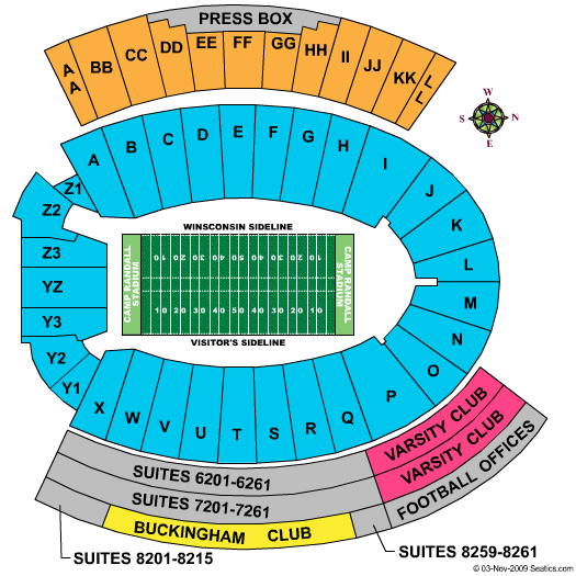 1-6 BADGERS SEATS-50 YARD LINE-4TH ROW-ON AISLE-GAME TICKETS